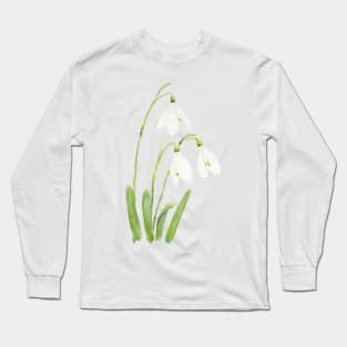 3 snowdrops flowers watercolor Long Sleeve T-Shirt